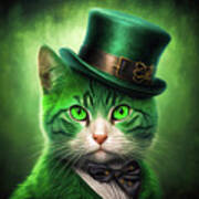 Saint Patricks Day Cat 01 Poster