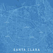 Santa Clara Ca City Vector Road Map Blue Text Poster