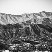 Santa Monica Mountain Hollywood Hills Sign - Black And White 1x1 Poster