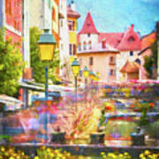 Scenes Of Old Annecy France Painterly Poster