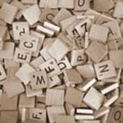 Scrabble Letters - Sepia Poster