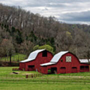 Seeing Double -  A Pair Of Cattle Barns On The Cumberland Plateau Near Cookeville Tn Poster