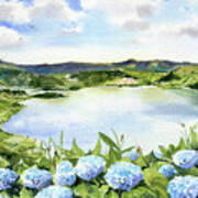 Sete Cidades In Azores Sao Miguel Painting Poster