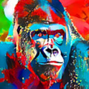 Silverback Gorilla In Vibrant Contemporary Art 20210715 Poster