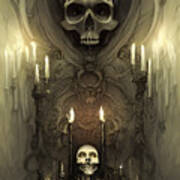 Skull Altar In Sepia Poster