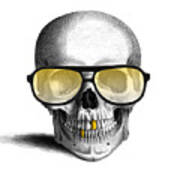 Skull With Gold Teeth And Sunglasses Poster