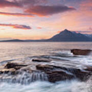 Isle Of Skye Elgol Cuillin Sunset And Waves  Scotland Poster