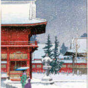 Snow At Nezu Gongen Shrine Poster