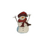 Snowman With Red Hat And Scarf Poster