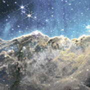 Snowy Cosmic Cliffs - Carina Nebula Telescope Space Exploration Poster