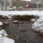 Snowy Day At The Grist Mill Poster