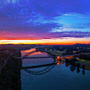 Spectacular Aerial Sunrise Panorama Of The 360 Pennybacker Bridge Poster