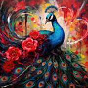 Splendor Of Love And Glory - Peacock Colorful Artwork Poster