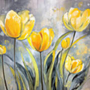 Spring Yellow Tulips Art Poster