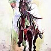Stallion In Green Scarf. Poster