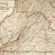 State Of Virginia Vintage Map 1863 Poster