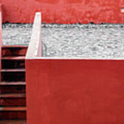 Steep Stairs Red Walls Poster
