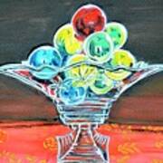 Still Life Christmas Baubles In Glass Vase Poster