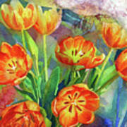 Still Life In Orange - Tulips Poster