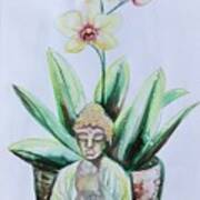 Still Life With Buddha And Orchid Poster