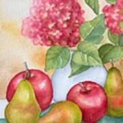 Still Life With Fruit And Hydrangea Poster