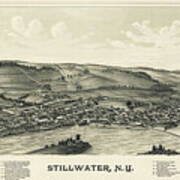 Stillwater New York Vintage Map Aerial View 1889 Poster