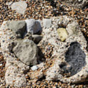 Stones And Pebbles Erode Remains Of World War 2 Concrete Tank Traps Poster