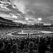 Storm Clouds Over Fenway Park Boston Ma Black And White Poster