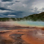 Stormy Grand Prismatic Spring Poster