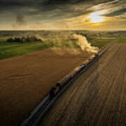 Strasburg Railroad Caboose Norfolk Western 475 Into The Setting Sun At Strasburg Pa Poster
