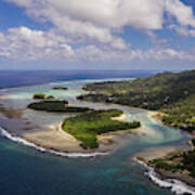 Stunning Aerial View Fo The Muri Beach And Lagoon, A Famous Vaca Poster