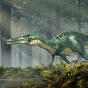 Suchomimus In A Sunlit Forest Poster