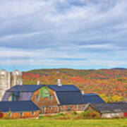 Sugar Hill Farm And Fall Foliage In The New Hampshire White Mountains Poster