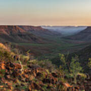 Sun Setting At Grootberg Lodge Over Klip River Valley In Namibia Poster