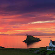 Sunset At Duntulm Castle And Duntulm Hotel. Poster