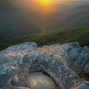 Sunset At Linville Gorge Hawksbill Mountain North Carolina Poster