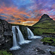 Sunset At Mt. Kirkjufell Poster