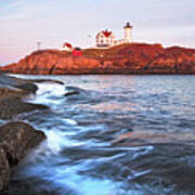 Sunset At Nubble Light Poster