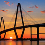 Sunset At Ravenel Bridge In Charleston Sc Poster