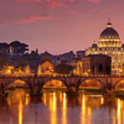 Sunset At St Peters Basilica, Rome Poster