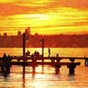 Sunset Dock Dancer In Kirkland Poster