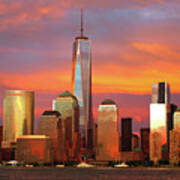 Sunset Over Downtown Manhattan Poster