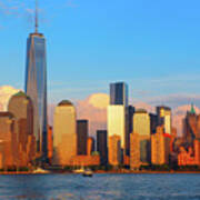 Sunset Over Downtown Manhattan With The Freedom Tower Nyc Poster