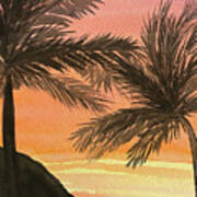 Sunset Palm Trees Poster