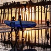 Sunset Silhouette At Oceanside Pier Poster