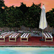 Swimming Pool At Twilight Painting By Linda Queally Poster