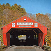 Taftsville Covered Bridge Retro Style Poster