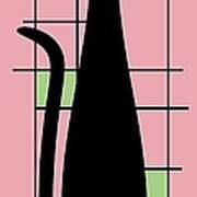 Tall Mondrian Cat On Pink Poster
