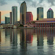 Tampa Bay And City Skyline - Florida Sunrise Poster