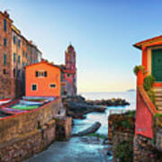 Tellaro Street And Sea, Liguria Poster